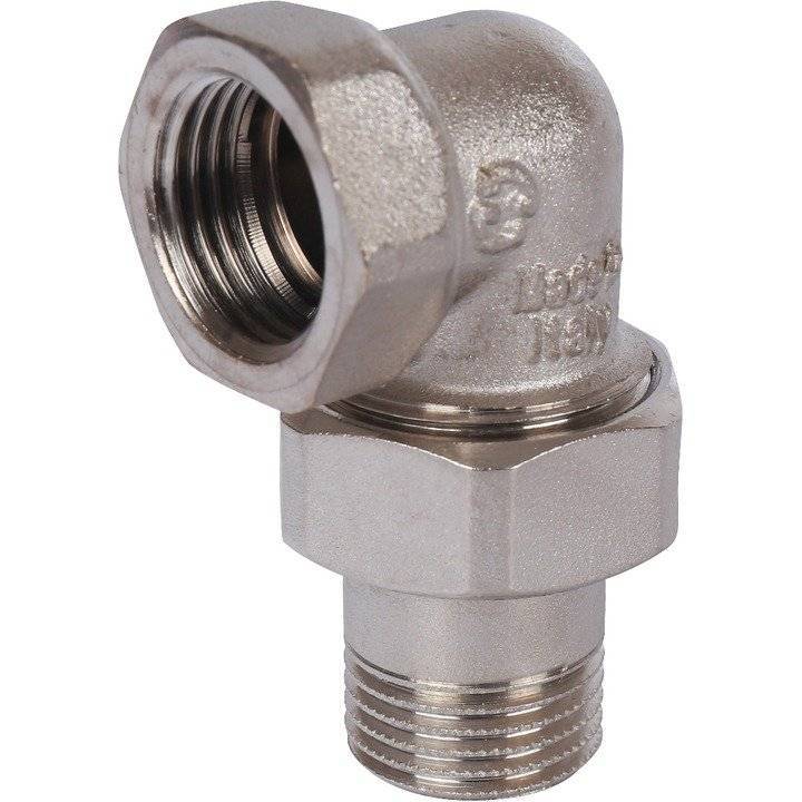 Разъемное соединение Stout угловое, никелированное, американка, с уплотннием o-ring, внутренняя-наружная резьба 3/4, арт. SFT-0057-000034