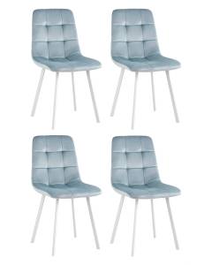 Набор из 4 стульев Stool Group Chilly OS-2011-V seat HLR-17 wl DUAL X4 серо-голубой, белые ножки, велюр