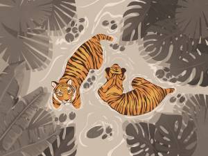 Бесшовные Eco обои Ortograf Serenity 34918 Tigers swim Жемчуг ОЕ-Р3