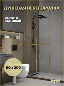 Душевая перегородка Teymi Helmi T00304 профиль золотой матовый, стекло прозрачное, 90x200