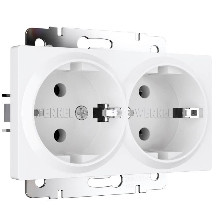 Розетка двойная с заземлением Werkel Встраиваемые механизмы W1172061