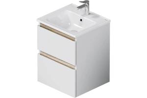 Тумба с раковиной Am.Pm X-Joy M85A-FHX0502WG-WCC0502WG подвесная, 2 ящика, белый глянец, 50 см