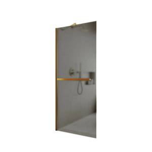 Душевая перегородка MaybahGlass MGD-730-3ш 79x195, стекло графит матовый 8 мм, профиль золото