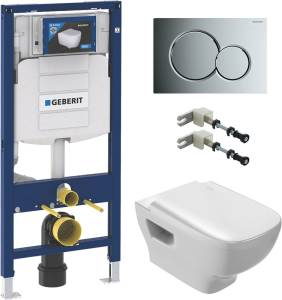 Комплект Унитаз подвесной Jacob Delafon Struktura EDE102 с микролифтом + Инсталляция Geberit Duofix UP 320 111.300.00.5 с кнопкой смыва хром + Комплект крепления для инсталляций