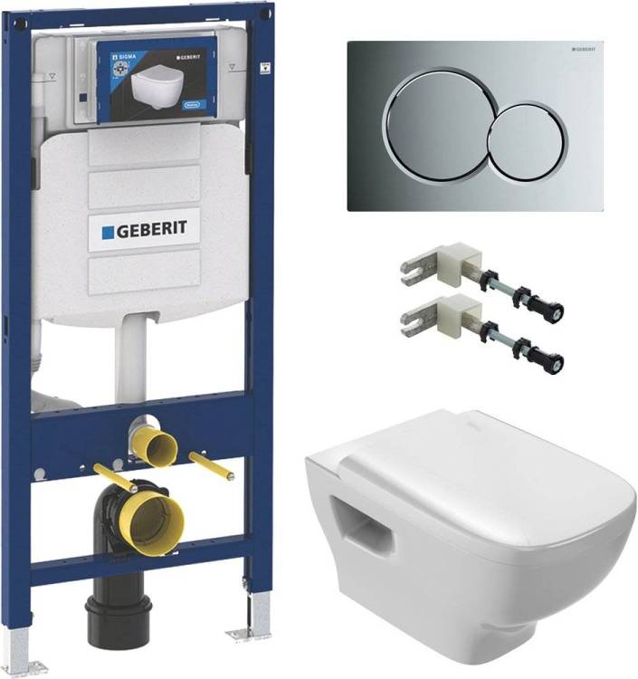 Комплект Унитаз подвесной Jacob Delafon Struktura EDE102 с микролифтом + Инсталляция Geberit Duofix UP 320 111.300.00.5 с кнопкой смыва хром + Комплект крепления для инсталляций