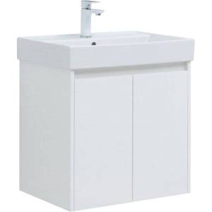 Тумба с раковиной Aquanet Nova Lite 60 белый глянец, с дверками