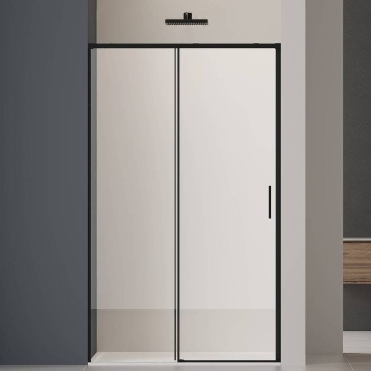 Душевая дверь в нишу Vincea Soft 2 VDS-3SO2130CLB профиль черный, стекло прозрачное, 130x200