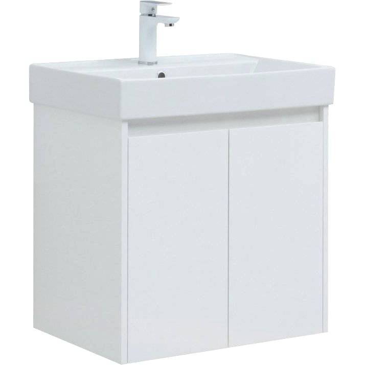 Тумба с раковиной Aquanet Nova Lite 60 белый глянец, с дверками