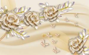 3D Фотообои Artegrafico «Керамические розы в бежевых тонах» RH-067 акварель