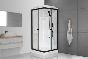 Душевая кабина Royal Bath HP RB80HP1-T-BL профиль черный, стекло прозрачное, 80x80x217