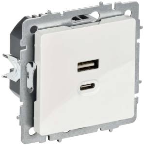 Розетка USB type A+C IEK Brite BR-U22-045-K01 белый