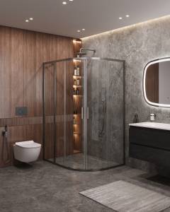 Душевой уголок Cezares MOLVENO-RH-2-120/100-C-GM-IV профиль оружейная сталь, стекло прозрачное, 120x100x195