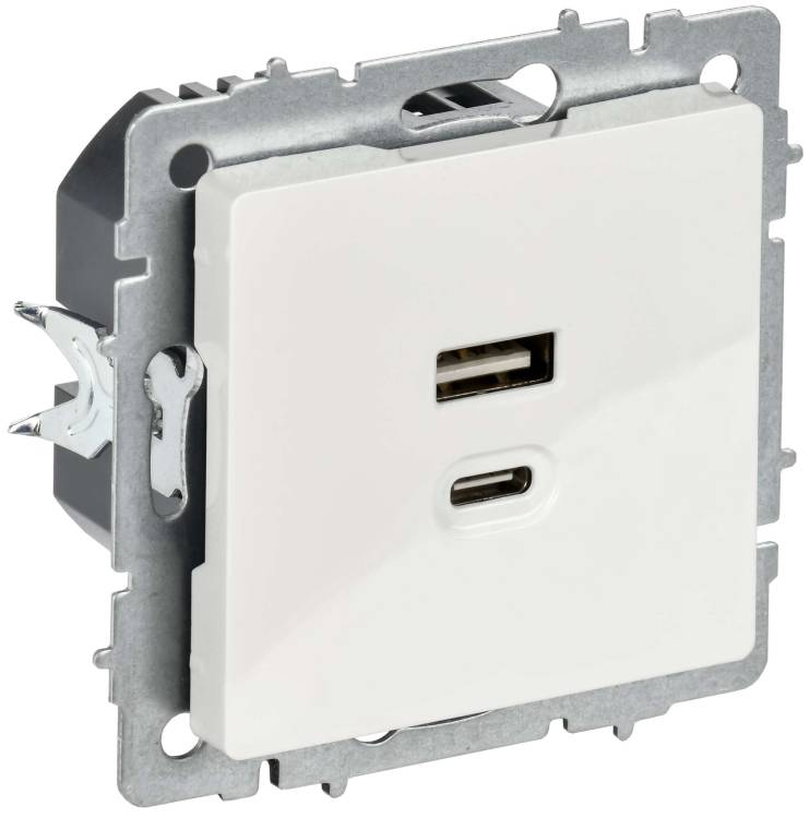 Розетка USB type A+C IEK Brite BR-U22-045-K01 белый