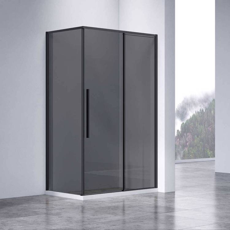 Душевой уголок Vincea Slim-N VSR-4SN8013CGB профиль черный, стекло тонированное, 1300x800