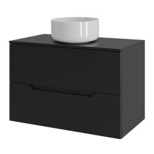 Тумба с раковиной Orange Line Li-70TubMDF+B07-345W черный матовый, 70 см