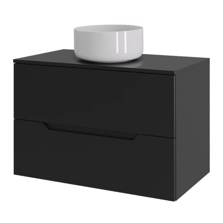 Тумба с раковиной Orange Line Li-70TubMDF+B07-345W черный матовый, 70 см