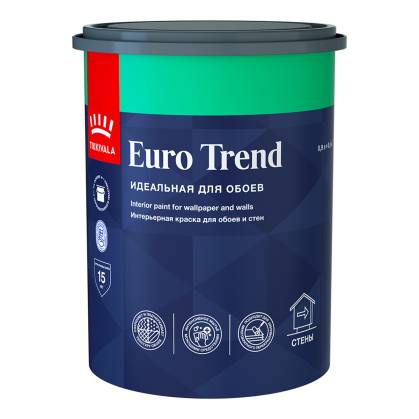 Краска для обоев и стен Tikkivala Euro Trend матовая база A 0.9 л