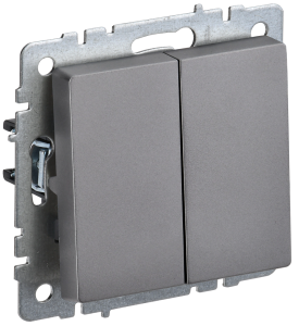 Выключатель 2-клавишный проходной IEK Brite BR-V22-0-10-K46 сталь