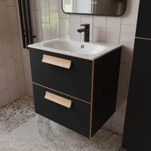 Тумба с раковиной Terminus Noto NOT10602099901O черный soft touch, 60x62