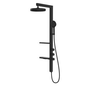 Душевая стойка Vincea Inspire VSFS-3I11MB черная, с изливом, с тропическим душем, 30 см