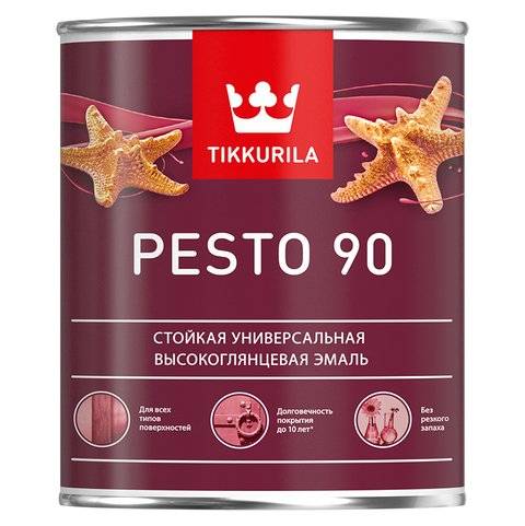 TIKKURILA EURO MIRALKYD / PESTO 90 эмаль алкидная, универсальная, высоко глянцевая, база A (0,9л)