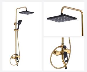 Душевая стойка Bronze de Luxe Element EL77/1GB золотая матовая, черный