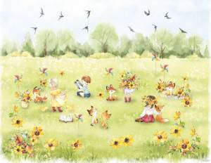 Бесшовные Eco обои Ortograf Little friends 35083 Игры на природе Ворс ОЕ