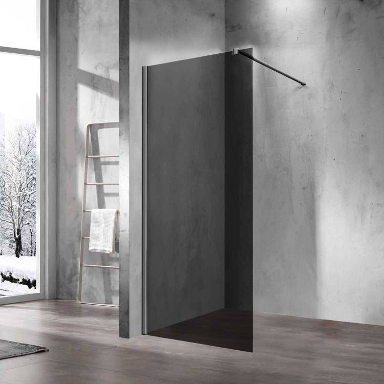 Душевая перегородка Vincea Walk-In VSW-1H800CGGM профиль вороненая сталь, стекло тонированное, 80x200