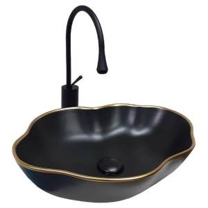 Раковина Bronze de Luxe Scandi СЕТ1 1395 со смесителем 9015B 50 см, черная