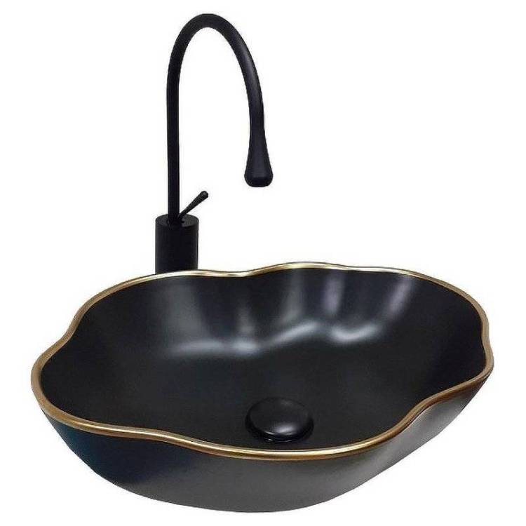 Раковина Bronze de Luxe Scandi СЕТ1 1395 со смесителем 9015B 50 см, черная