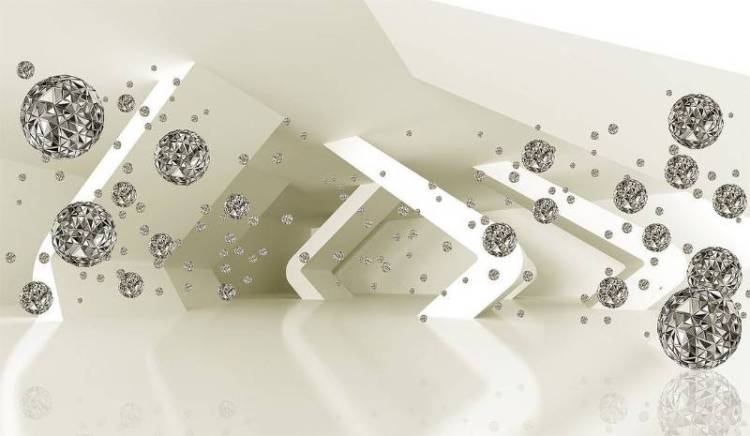 3D Фотообои Artegrafico «Тоннель с полигональными шарами» ABS-074 песок