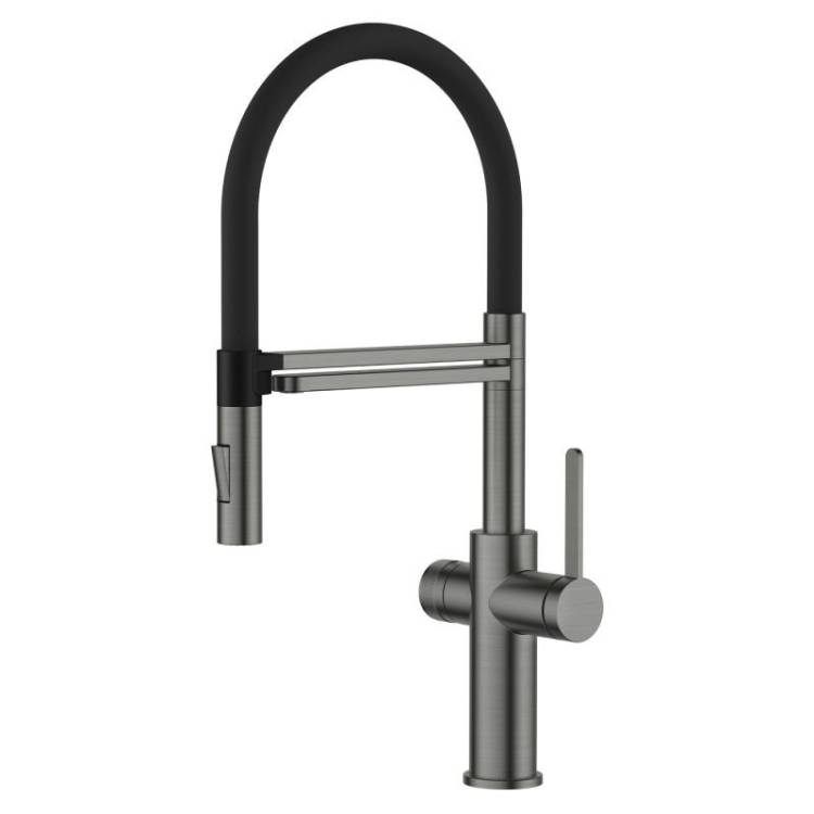 Смеситель для кухни Agger Elegant A3252555 с гибким изливом, оружейная сталь