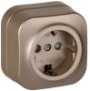 Розетка 1-местная с заземлением и шторками IEK Glory ERH14-K37M-16 шампань матовый
