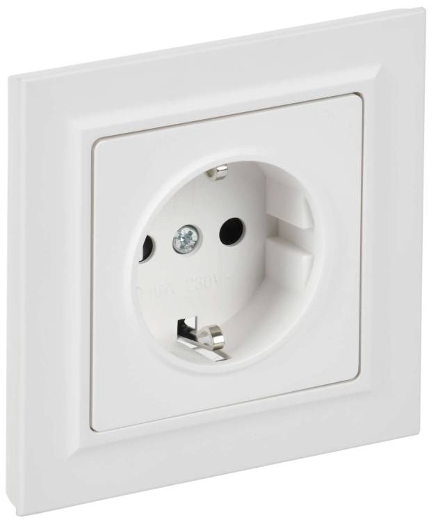 Розетка 1-местная с заземлением и шторками IEK Brite BR-R14-16-K91-F арктический белый