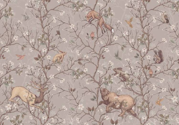 3D Фотообои Artegrafico «Сказочная иллюстрация с животными в розовом оттенке» FN-026 акварель