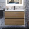 Тумба с раковиной Uperwood Barsa 293020547 подвесная, черная, дуб сонома, 70 см фото 3