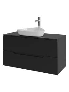 Тумба с раковиной Orange Line Li-100TubMDF+B07-500W черная матовая, 100 см