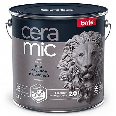Краска для фасадов и цоколей Brite Ceramic матовая база A 0.9 л