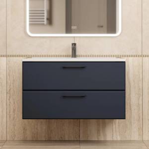 Тумба с раковиной Uperwood Foster New подвесная, черная, 90 см