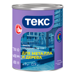Эмаль алкидная Текс ПФ-115 Для Металла и Дерева красная глянцевая 0.9кг