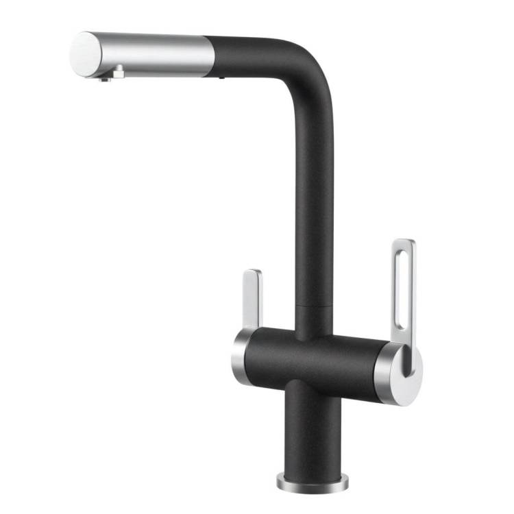 Смеситель для кухни Granula GR-8170 черный, с выдвижным изливом