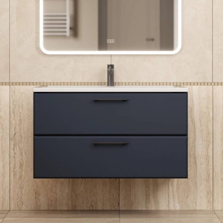 Тумба с раковиной Uperwood Foster New подвесная, черная, 90 см
