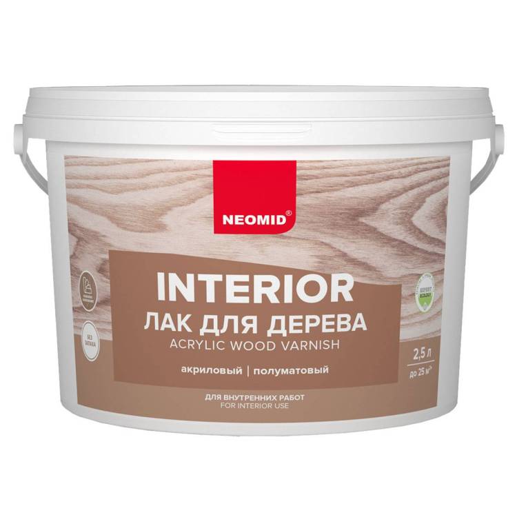 Лак для древесины Neomid Interior полуматовый 2.5 л