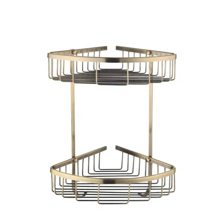 Полка Rose RW12Q металлическая, угловая, двухъярусная, бронза