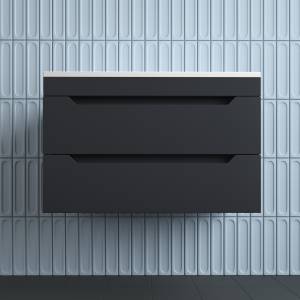 Тумба с раковиной Style Line Остин подвесная, графит, раковина серый шелк, 55x80x45