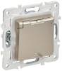 Розетка 1-местная с заземлением, шторками и крышкой IEK Skandy SK-R16-16-44-K37 шампань