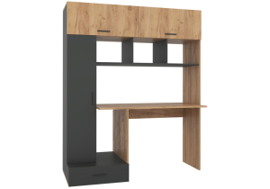 Стол компьютерный Woodville Бишоп 1 559224 дуб крафт золотой/антрацит 57x150x180
