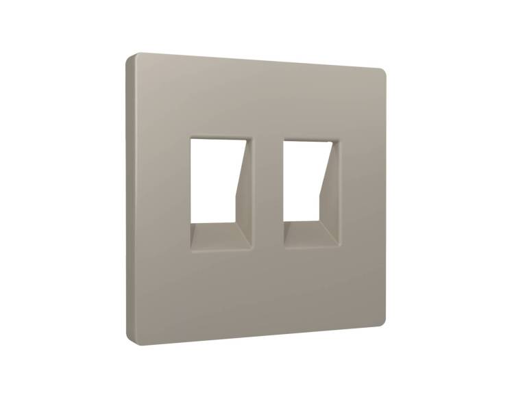 Лицевая панель для двойной компьютерной/телефонной розетки RJ-45/RJ-11 Ambrella Volt Alfa AP3721 серо-бежевый матовый