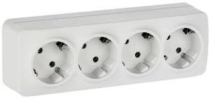 Розетка 4-местная с заземлением IEK Glory ERH41-K01M-16 белый матовый