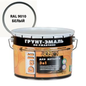 Грунт-эмаль по ржавчине 3 в 1 гладкая алкидная Dali RAL 9010 белый 10 л